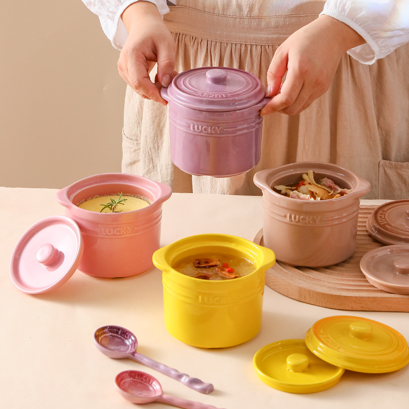 Kitchen Gadgets For Arthritic Hands - Miska ceramiczna z podwójną pokrywką, miska