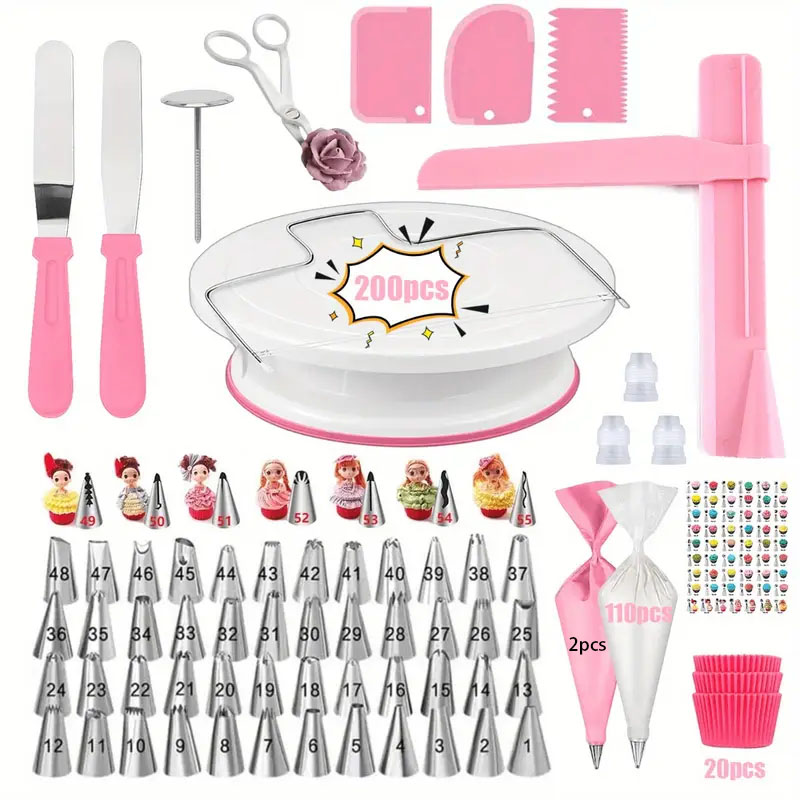 200 SZTUK Zestaw profesjonalny – Cake Decorating Turntable recenzja i cena
