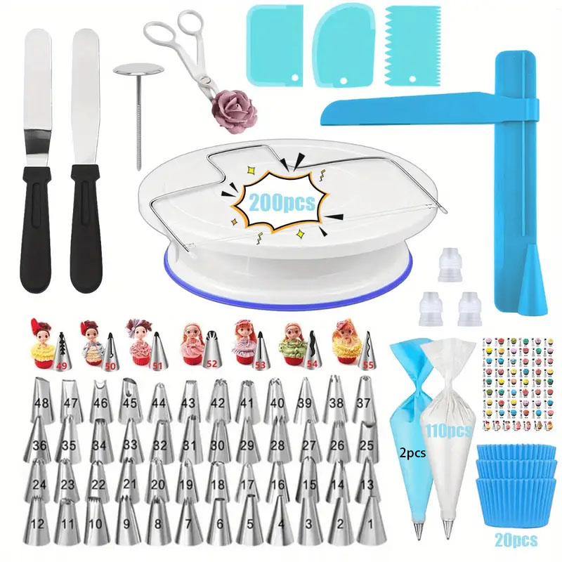 200 SZTUK Zestaw profesjonalny – Cake Decorating Turntable recenzja i cena